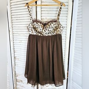 Ad:hoc leopard print negligee with tulle trimmed lining L